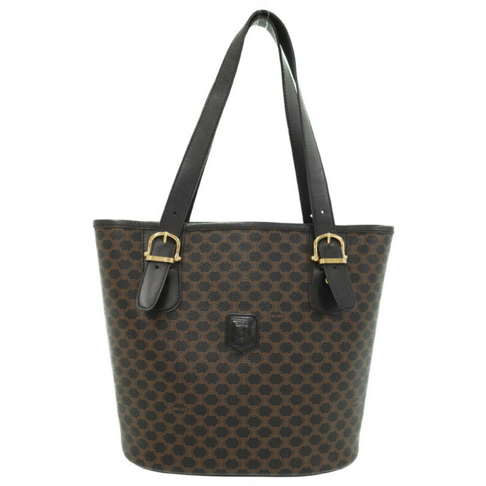 Celine Macadam Leather Shoulder Bag Brown